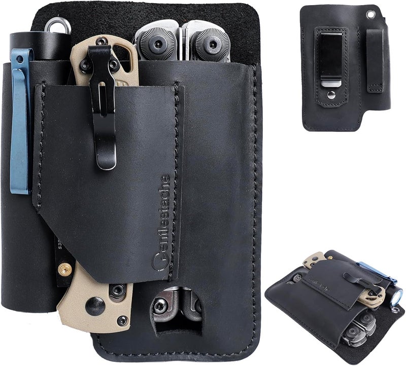 Gentlestache Leather Multitool Sheath - Belt Clip EDC Belt Organizer - Leather Multi Tool Holster for Belt - Multitool Holder - Image 1